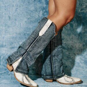 BNIB Dingo Shabby Leather Boots Size 8 Blue